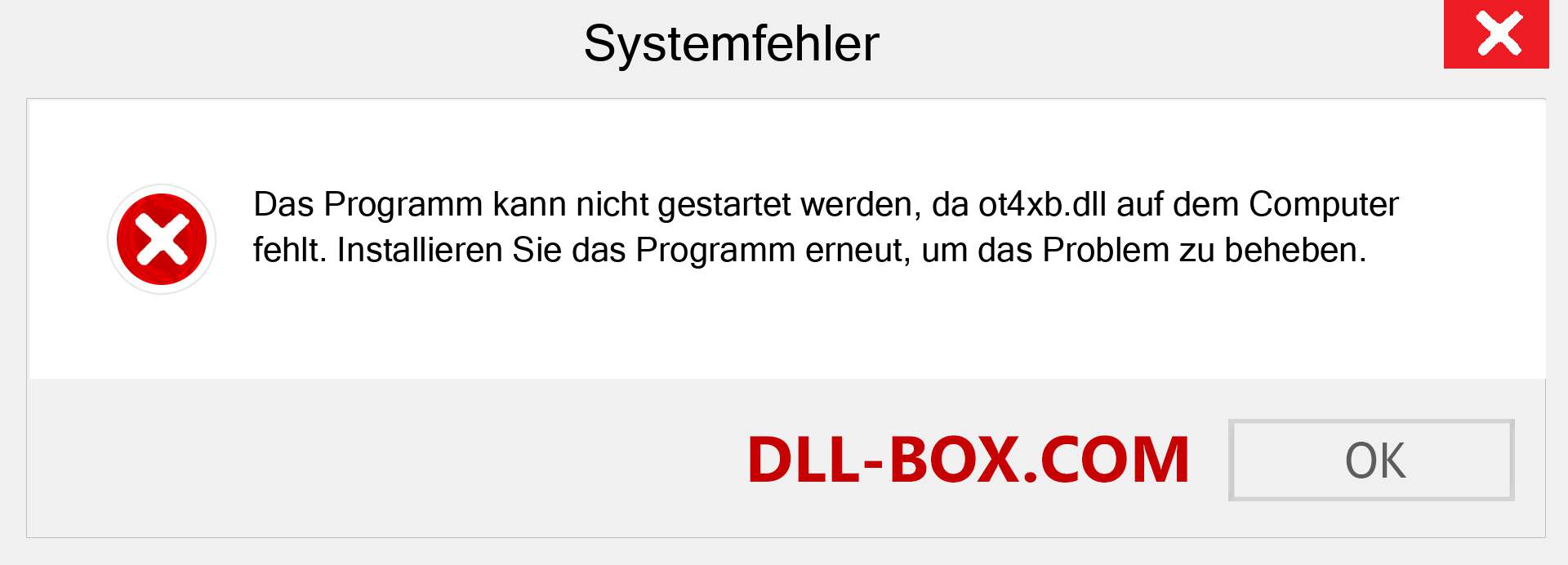 ot4xb.dll-Datei fehlt?. Download für Windows 7, 8, 10 - Fix ot4xb dll Missing Error unter Windows, Fotos, Bildern