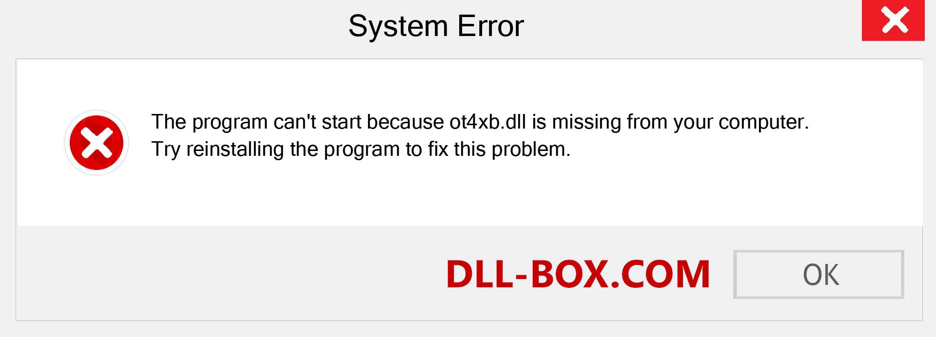  ot4xb.dll file is missing?. Download for Windows 7, 8, 10 - Fix  ot4xb dll Missing Error on Windows, photos, images